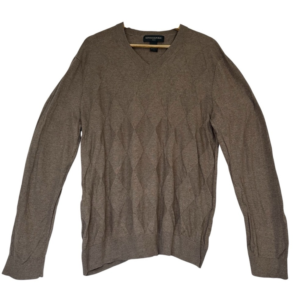 Banana Republic 100% Cotton  Business Casual Brown V-Neck Sweater